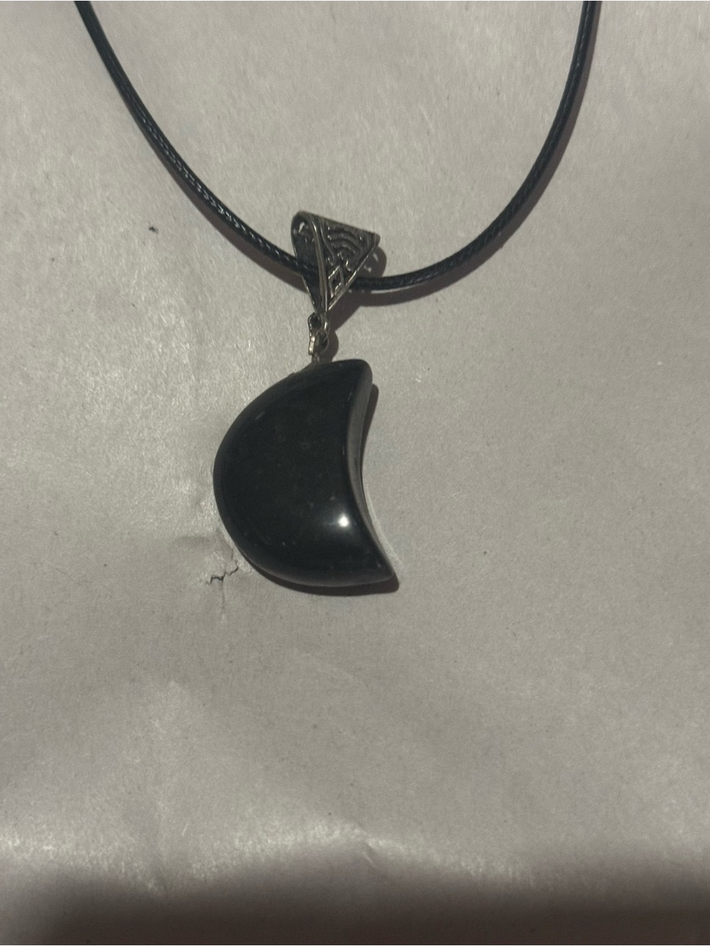Black Crescent Moon Pendant Necklace - Unbranded